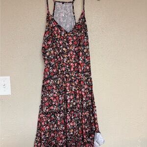 Amazon Black Floral Mini Dress with Red and Pink Flowers